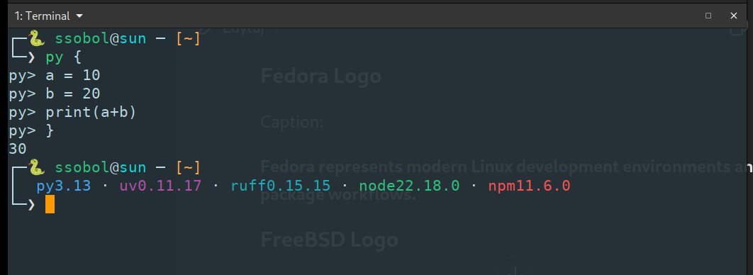 PySH block execution mode — multi-line py blocks